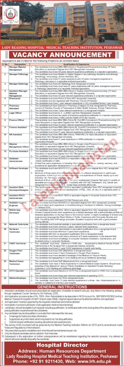 Latest Lady Reading Hospital Jobs 2025