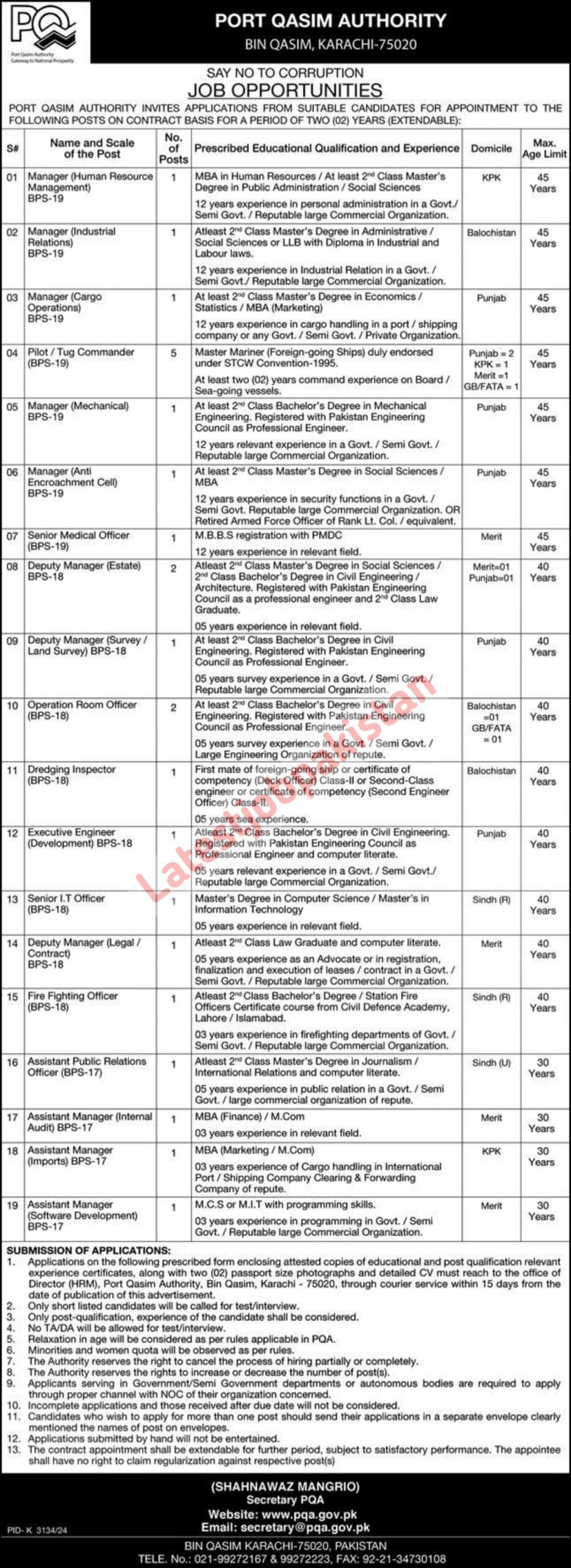 Latest Port Qasim Authority PQA Jobs 2025
