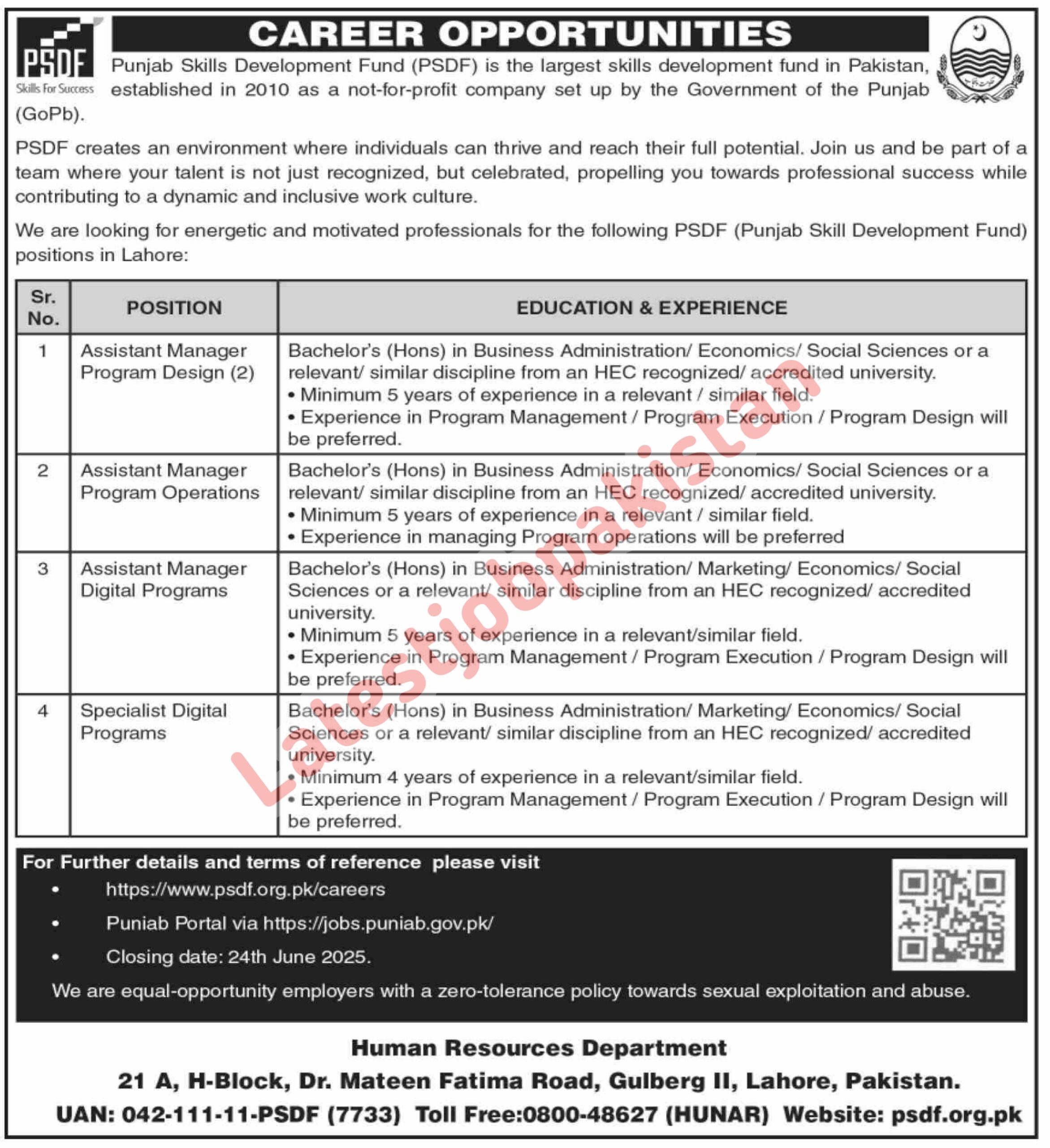 Latest Punjab Skill Development Fund PSDF Jobs 2025
