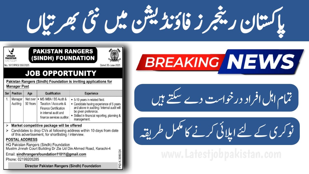 Pakistan Rangers Foundation Jobs 2025