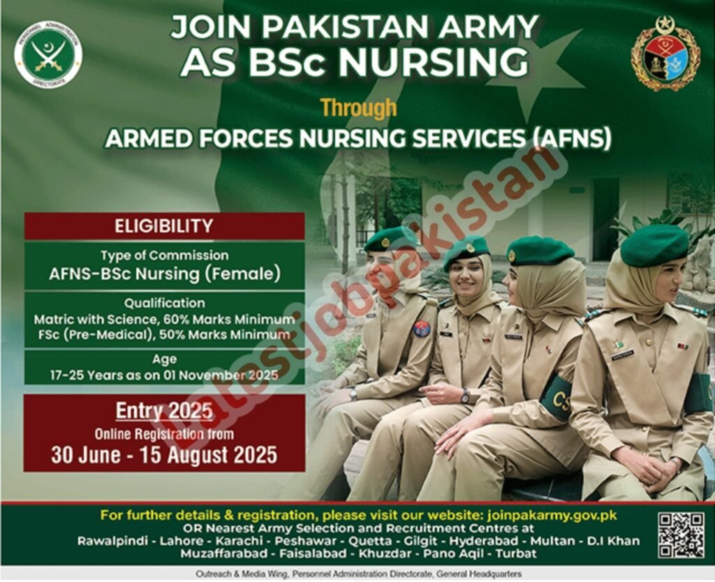 Latest Pakistan Army Nursing Jobs 2025 - Apply Now AFNS 2025