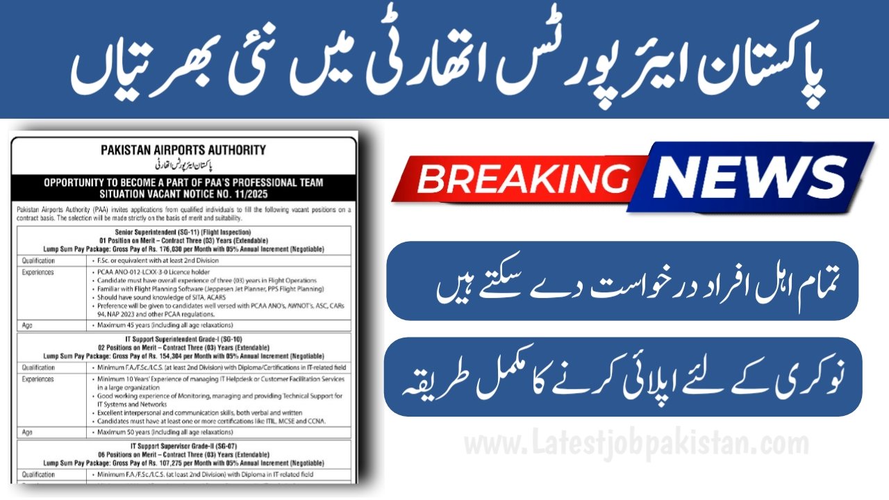 Pakistan Airports Authority PAA Jobs 2025