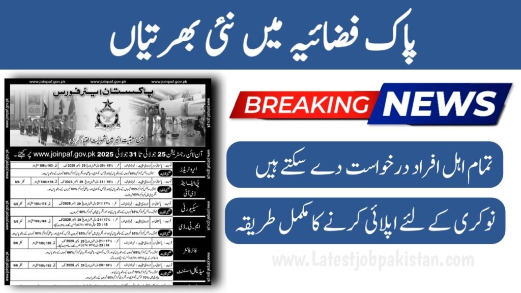 Pakistan Air Force PAF Jobs 2025 As Airman