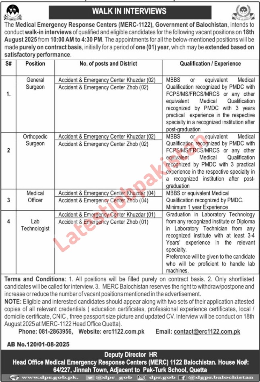 Medical Emergency Response Centers MERC 1122 Jobs 2025