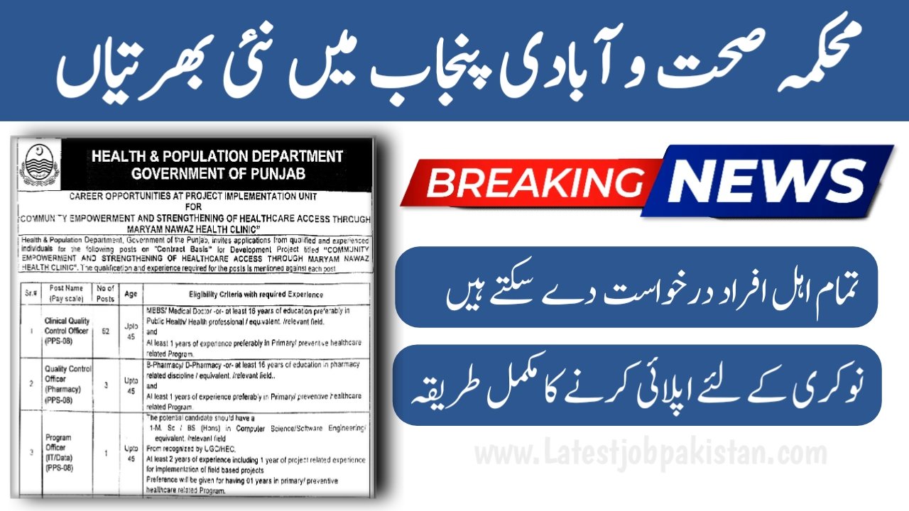 Health and Population Department Punjab Jobs 2025