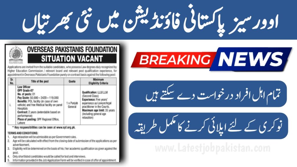 Overseas Pakistanis Foundation OPF Jobs 2025
