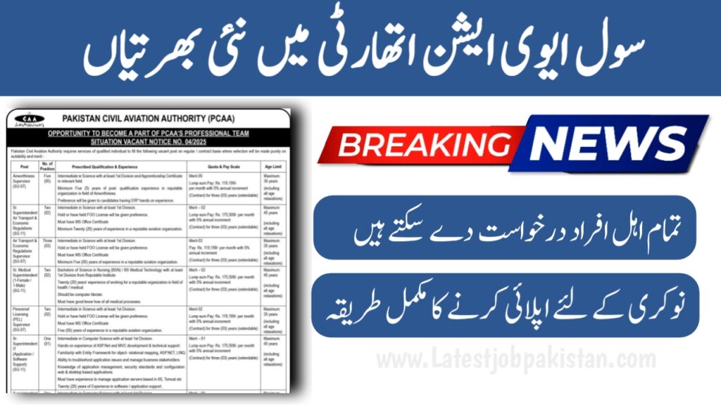 Pakistan Civil Aviation Authority CAA Jobs 2025