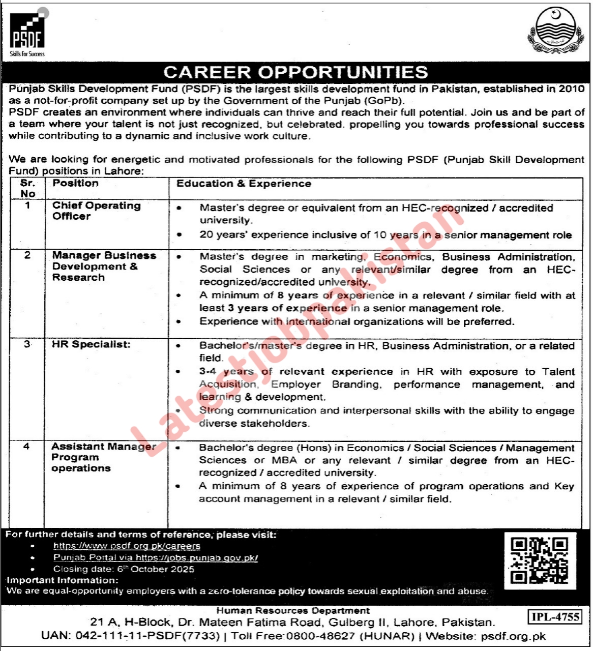 Punjab Skill Development Fund PSDF Jobs 2025